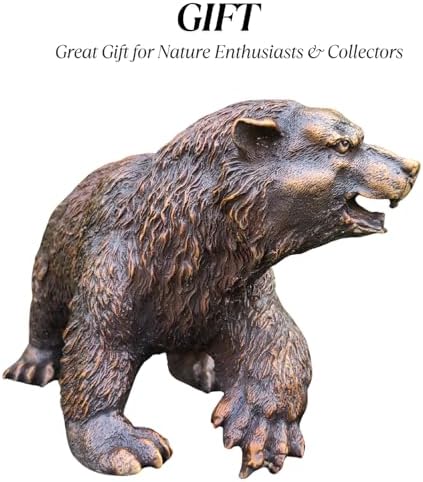 Bronze Grizzly Bear Statue 11 Inch Handmade Wildlife Sculpture