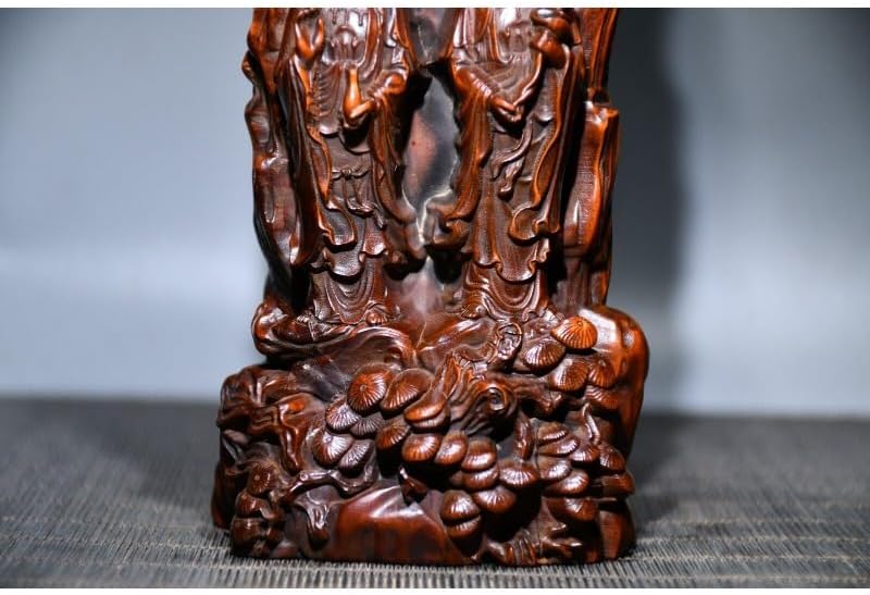 LimpaC Handcrafted Boxwood Three Buddha Statues Meditating Decor
