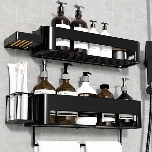 Necvha 4 Pack Adhesive Shower Caddies No Drilling