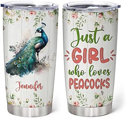 Hyturtle Personalized Peacock Tumbler 20oz With Lid