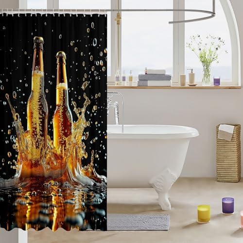 Erosebridal Beer Themed Shower Curtain Set 72x72 1