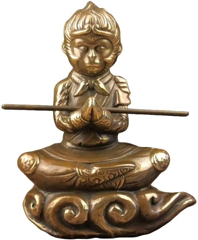 Julrybox Pure Copper Wukong Statue Brass Decor Figurine