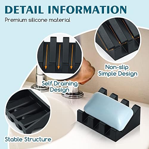 AIXIAOYA Silicone Soap Dish - Self Draining Easy Cleaning