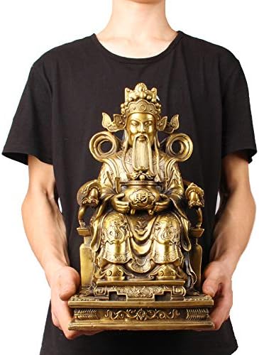 Usoway Copper Dragon Throne Wealth God Figurine