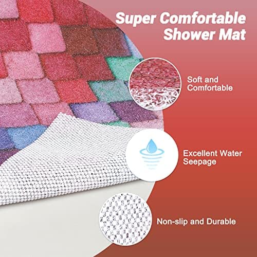 ZOESOE Non-Slip 32x32 Inch Shower Mat with Massage and Drainage