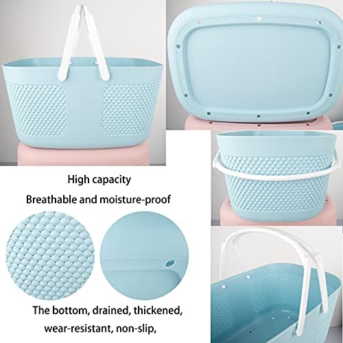 Shower Caddy Basket - Large Capacity Thick Plastic Organizer with Handles Drainage Toiletry Bag