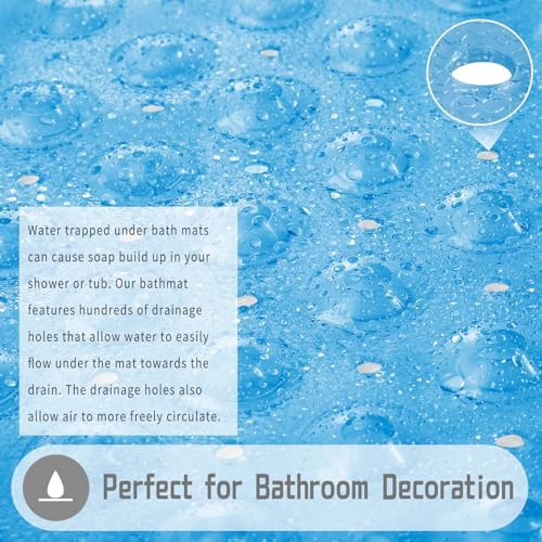Yimobra Non-Slip Bath Mat 40x16 Clear Blue with 200 Suction Cups