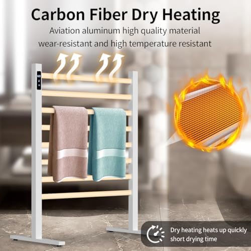 ZrgGea Freestanding Heated Towel Rack with Timer and Temperature Control