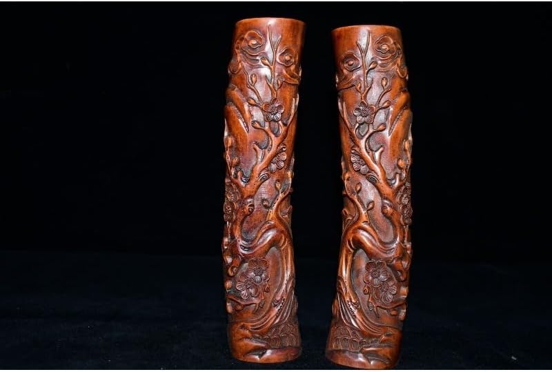 Handmade Boxwood Plum Blossom Paperweight Statues Set
