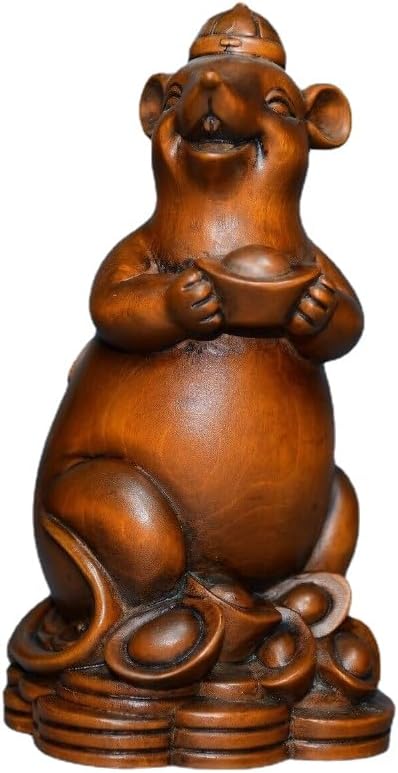 LimpaC Boxwood Mouse Yuanbao Wealth Statue