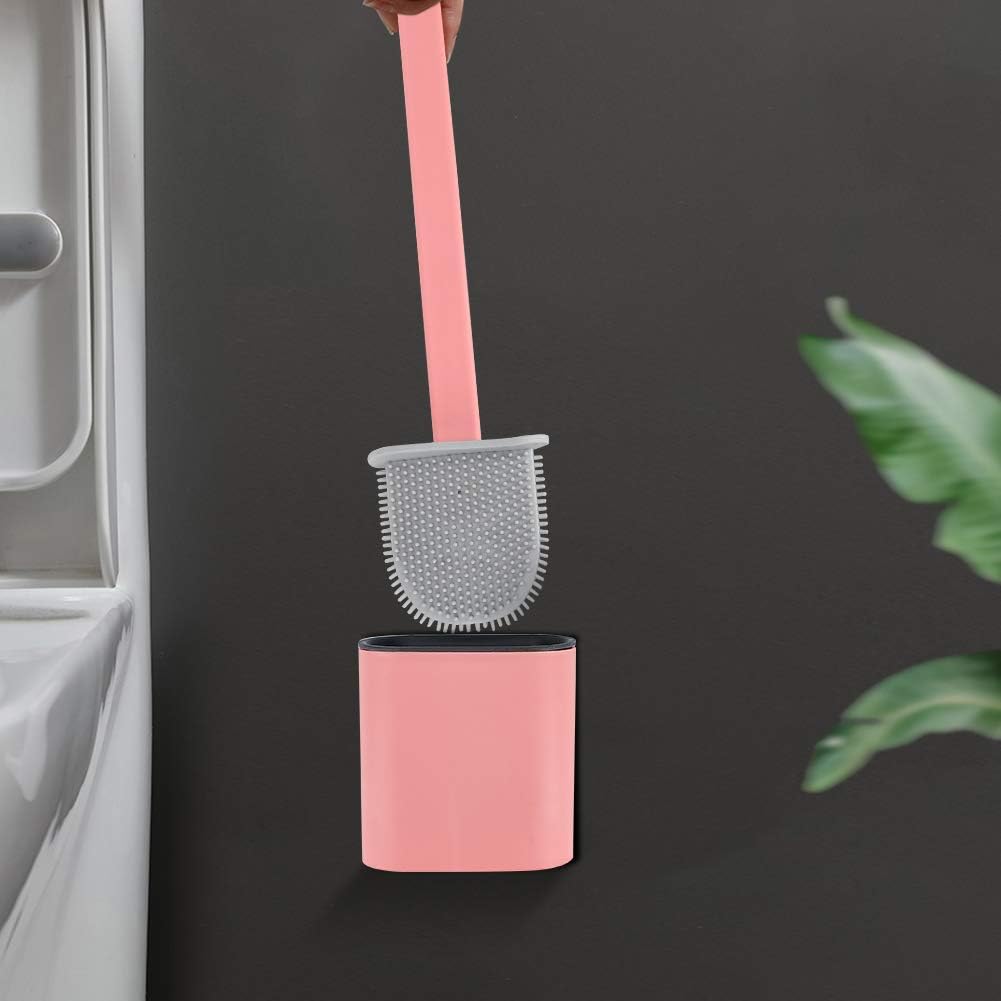 Agatige Toilet Brush with Holder 140x39x17in Pink