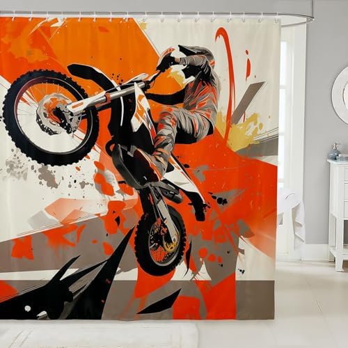 Feelyou Kids Dirt Bike Racing Shower Curtain Set 72x72