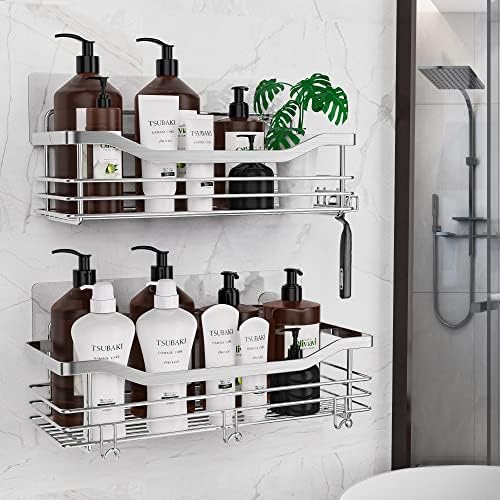 Orimade 2-Pack Shower Caddy with 5 Hooks and Adhesive