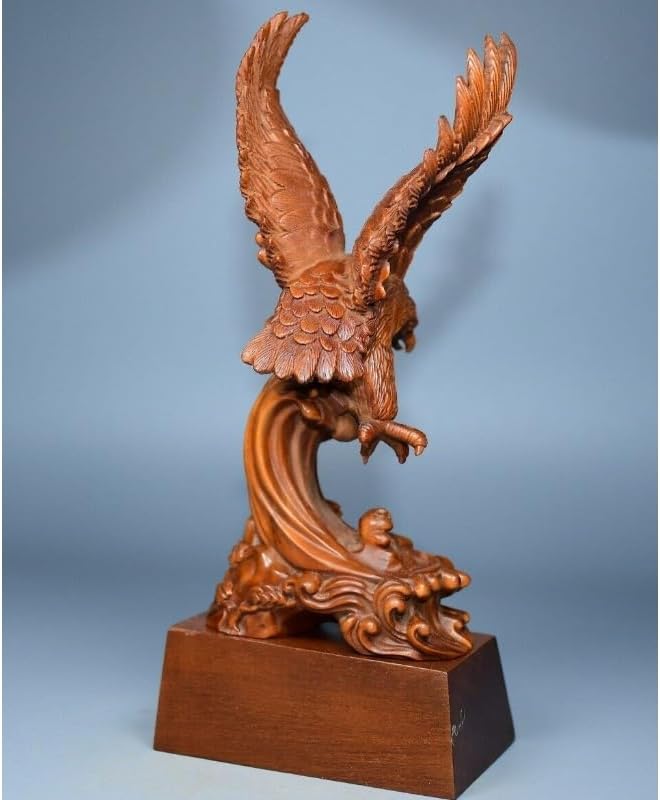 LimpaC Handcrafted Boxwood Hawk Statue Decor