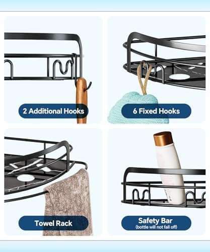 EUHOME Corner Shower Caddy Tension Pole 4-Tier Organizer