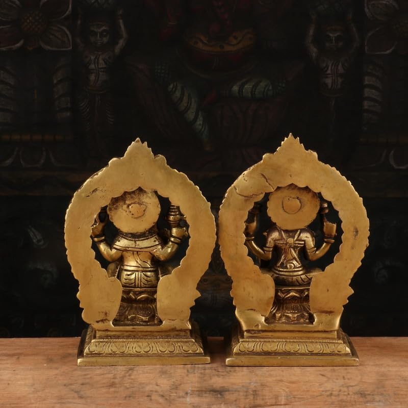 Statuestudio Brass Ganesha Lakshmi Statue for Home Office