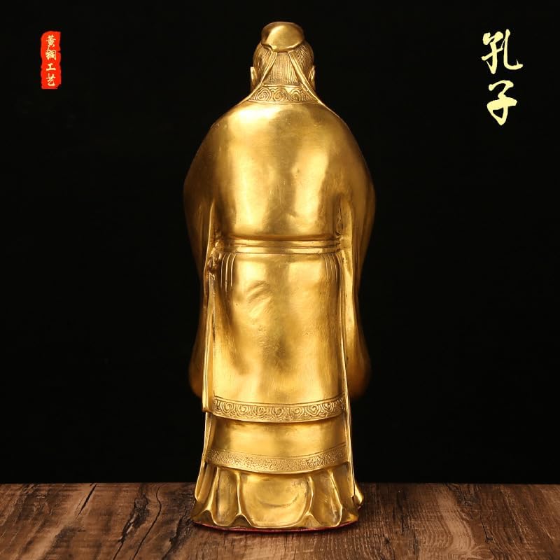 Usoway Pure Brass Confucius Statue Figurine