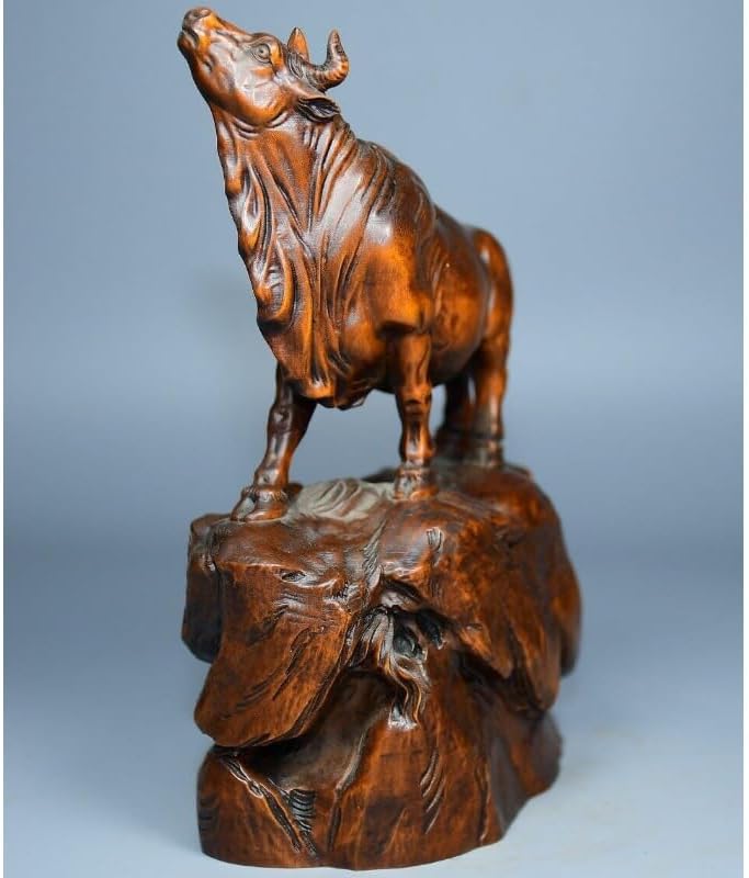 Handcrafted Home Decor Mini Boxwood Zodiac Ox Pine Tree Statue