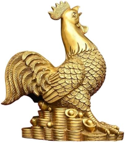 Ecqizer Feng Shui Chinese Golden Chicken Statue