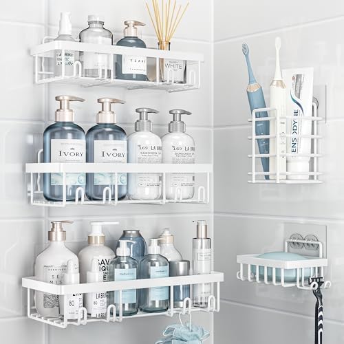 Liuoud 5 Pack Shower Caddy Organizer Set White