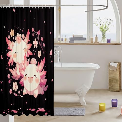 Erosebridal Girls Pink Axolotl Shower Curtain Set 1