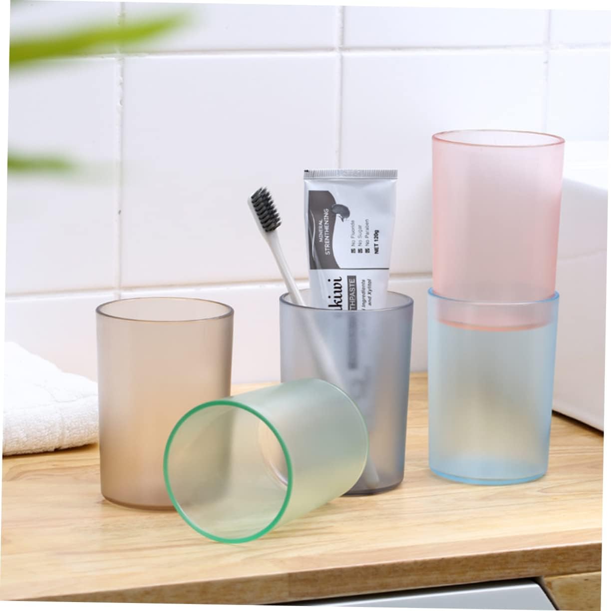 Fondotin Transparent Toothbrush Cups for Adults and Kids
