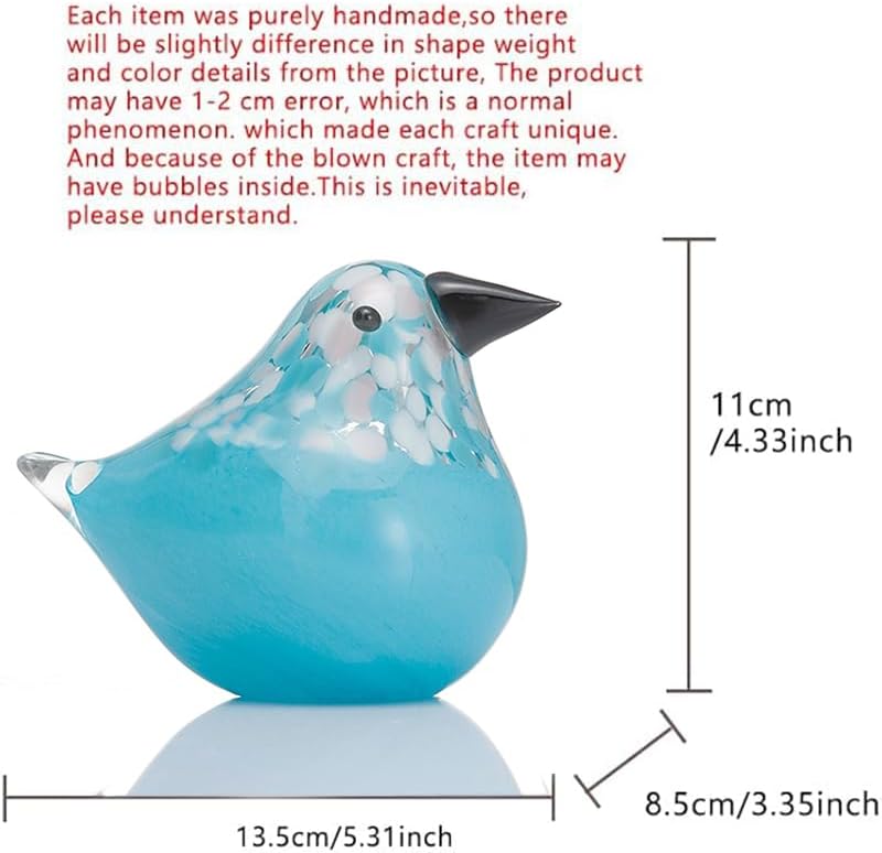 ORRFIDDY Handmade Glass Bird Statue Figurine Decoration