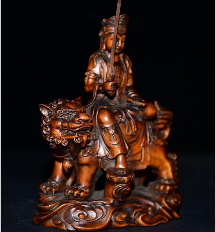 LimpaC Mini Boxwood Manjusri Bodhisattva Statue