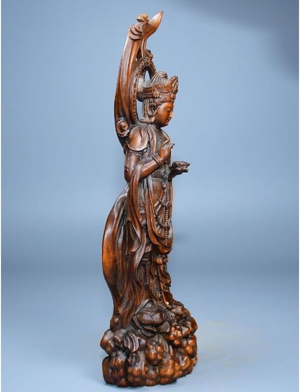 Handcrafted Avalokitesvara Boxwood Buddha Statue