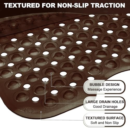 Linoows Extra Large Bathtub Mat with Suction Cups and Drain Holes