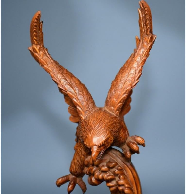LimpaC Handcrafted Boxwood Hawk Statue Decor
