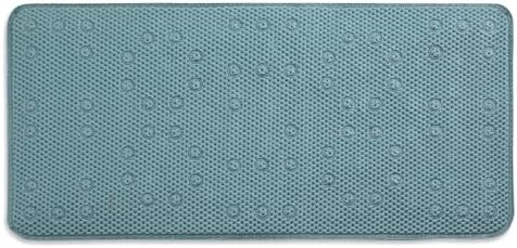Zahari Home Anti-Slip Tub Mat with Suction Cups - Teal 17x36 1