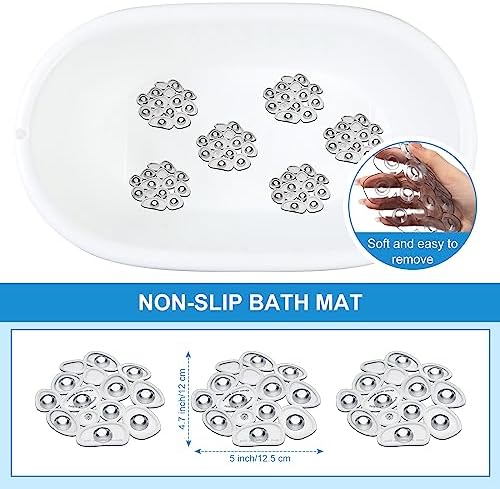 Riakrum Non-Slip Bath Treads with Suction Cups - 12 Count Set Gray