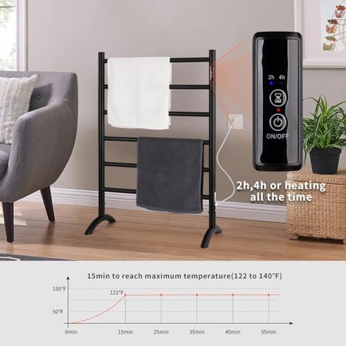 NORTTA Freestanding Towel Warmer 6 Bars 3 Modes Black Stainless Steel 1
