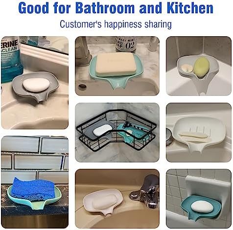 3 Pack Soap Bar Holder Quick Drainage Silicone Dishwasher Safe White