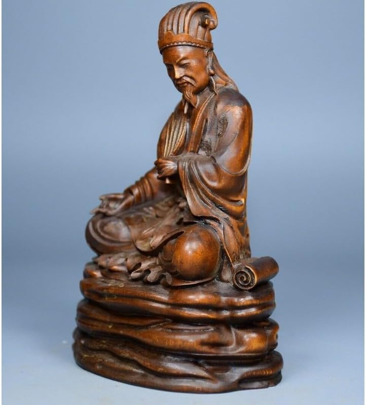 LimpaC Boxwood Zhuge Liang Meditating Statue Decor