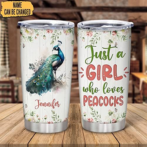 Hyturtle Personalized Peacock Tumbler 20oz With Lid