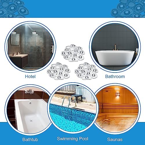 Riakrum Non-Slip Bath Treads with Suction Cups - 12 Count Set Gray