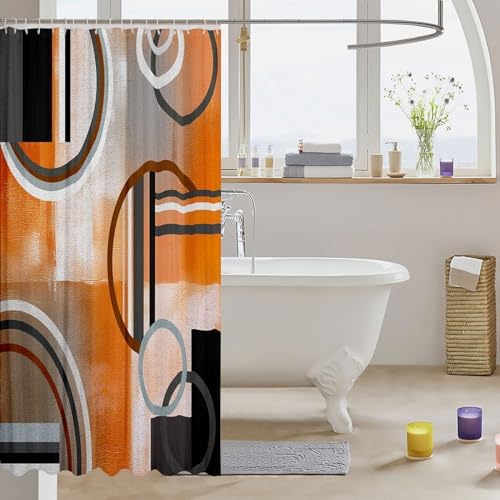 Erosebridal Burnt Orange Waterproof Shower Curtain Set