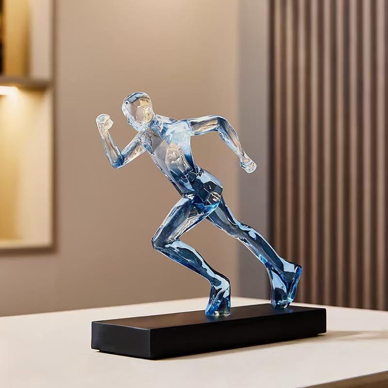 Rekeell Decorative Modern Art Runner Resin Figurine Black Base Blue