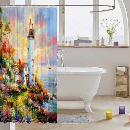 Erosebridal Lighthouse Shower Curtain Set