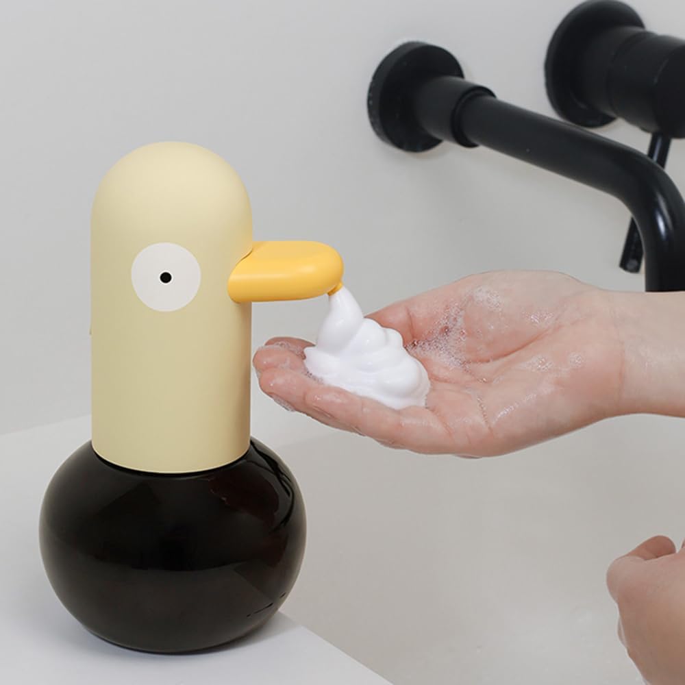 Kids Automatic Foaming Soap Dispenser - Cute Pigeon USB Rechargeable 400ml Yellow