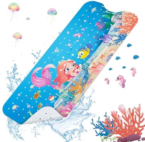 SHUCHING Mermaid Baby Bath Mat 40x16 Inch Non Slip