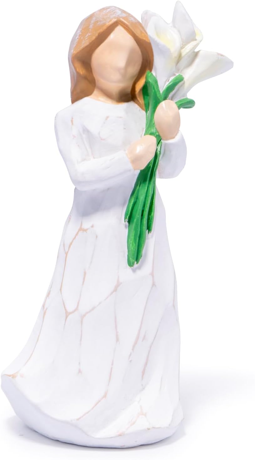 Hodao Hand-Carved Resin Mom Figurine - White Flower Mothers Day Keepsake