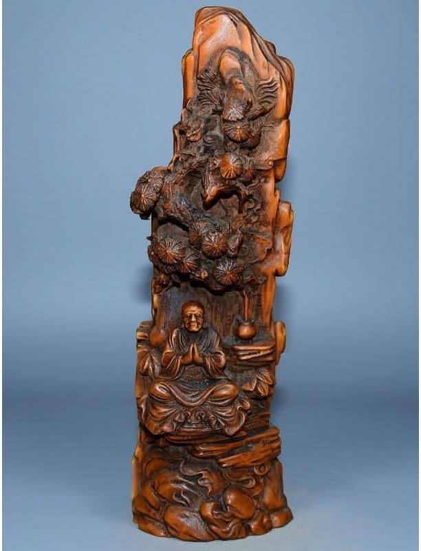 Handcrafted Mini Boxwood Dharma Pine Statue