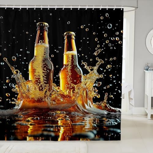 Erosebridal Beer Themed Shower Curtain Set 72x72 1