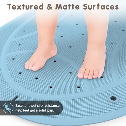 JOYCANO Bathtub Mat Non-Slip with Frog Pattern Blue