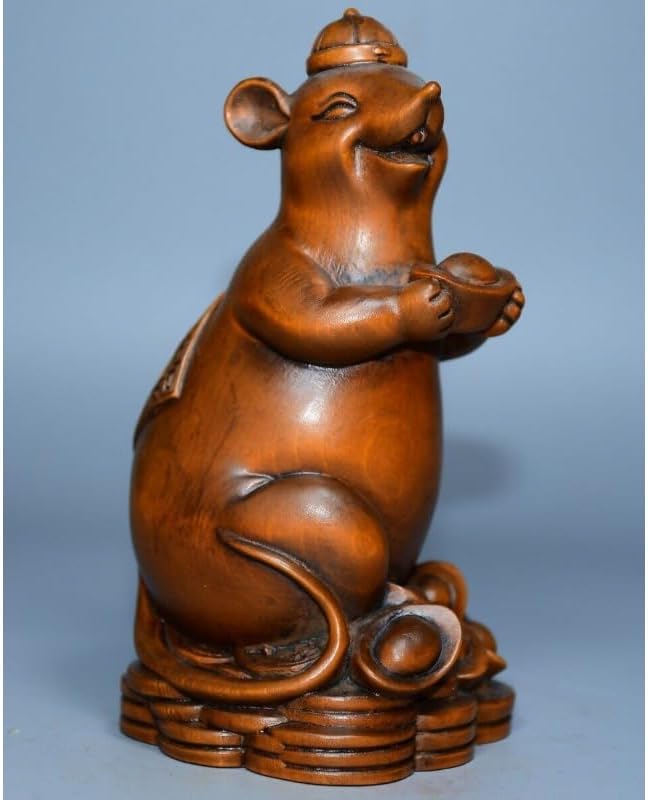 LimpaC Boxwood Mouse Yuanbao Wealth Statue