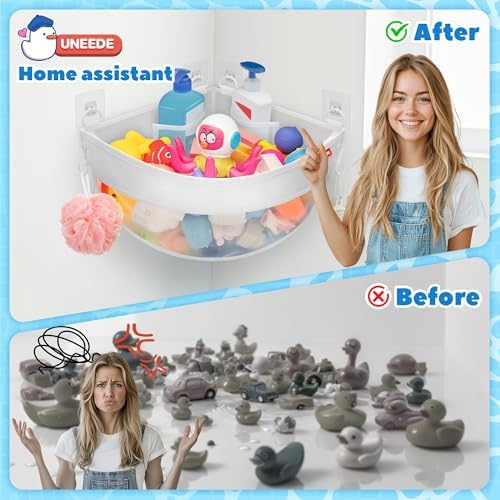 UNEEDE 432 Gallons Corner Mounted Bath Toy Storage Holder