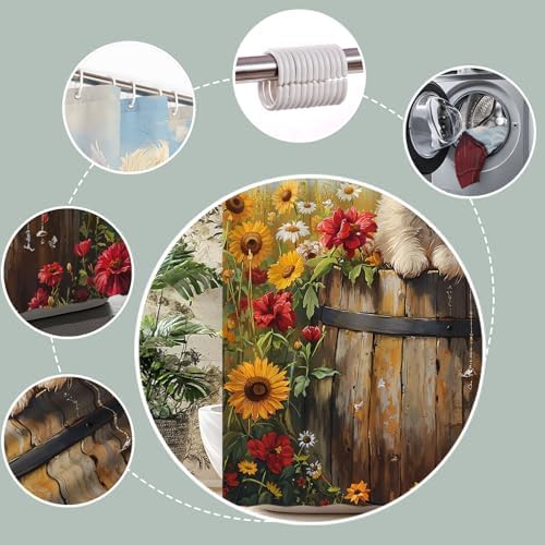 Farmhouse Dog Funny Animal Shower Curtain Set
